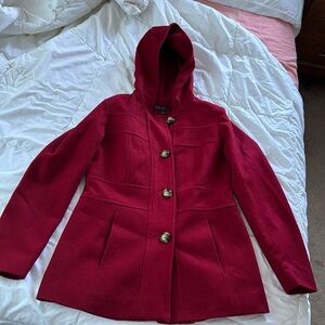 Red pea coat